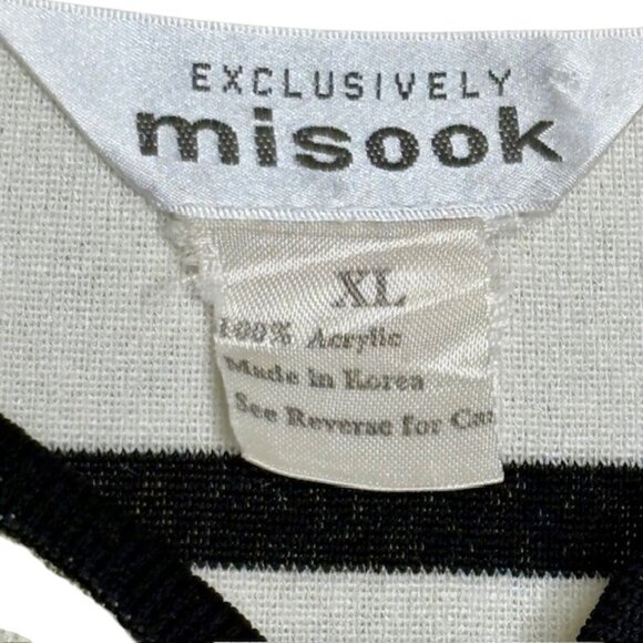 Exclusively Misook Zip Front Knit Cardigan - Black/White/Gray/Yellow - XL - Picture 8 of 8